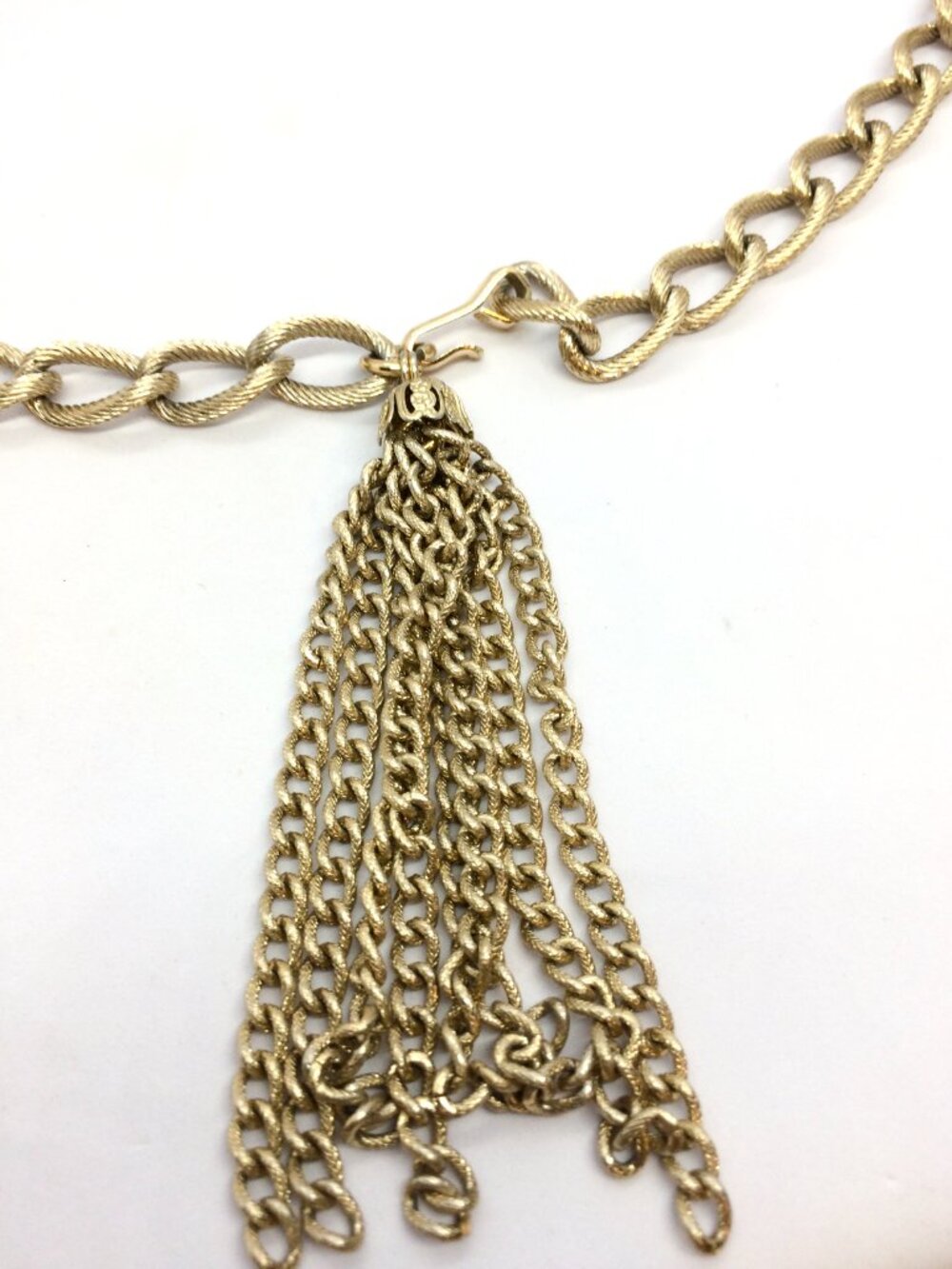 VINTAGE TASSEL BELT Gold Tone Rope Chain Convertible Necklace Statement - Picture 6 of 10